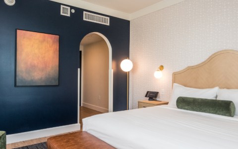a bed in a room