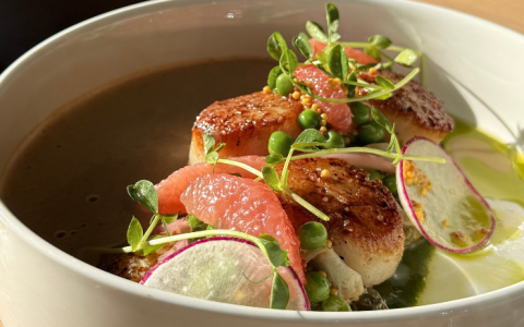 a bowl of food on a table