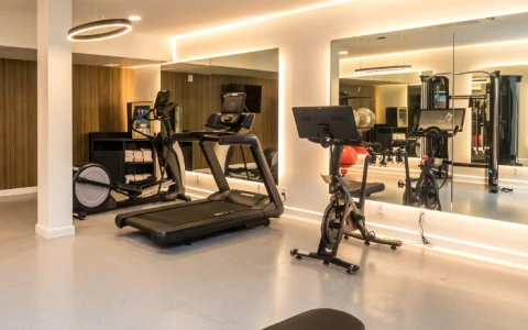 a room with exercise equipment