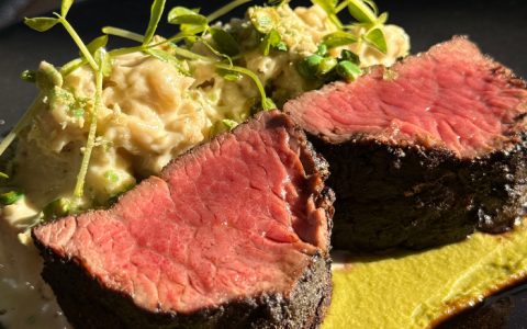 a plate of food on a table