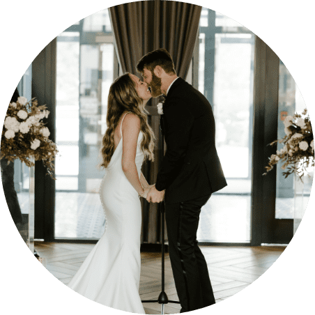 a man and woman kissing