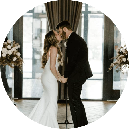 a man and woman kissing