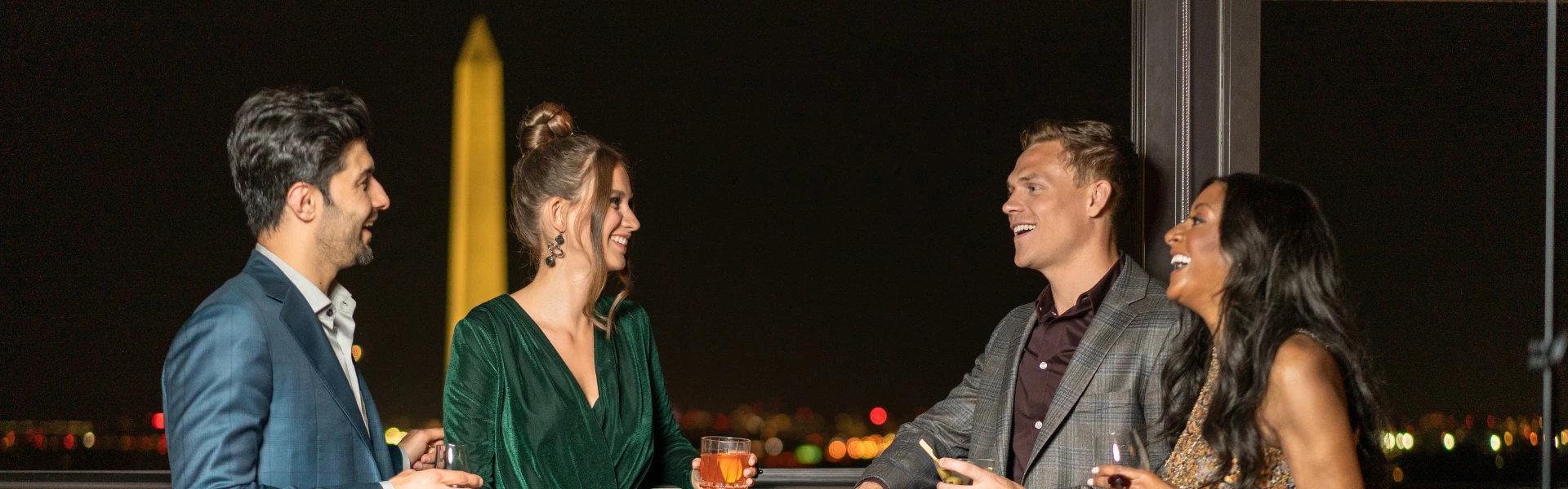 a man and woman looking at each other