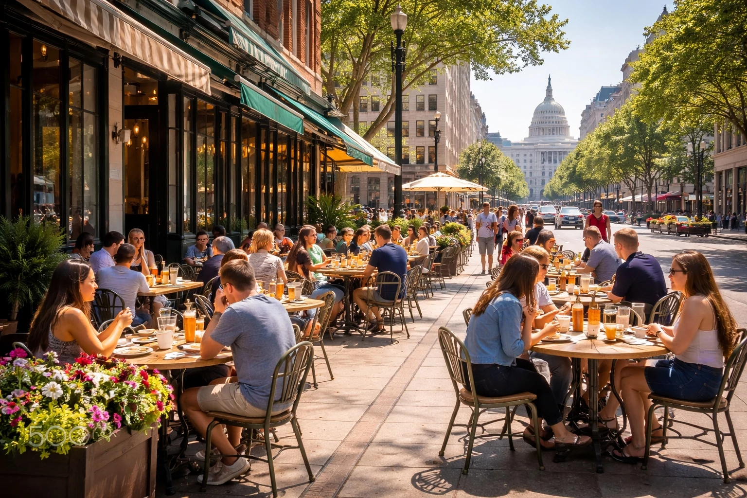 Best brunch Washington DC with outdoor dining near downtown landmarks and walkable neighborhoods