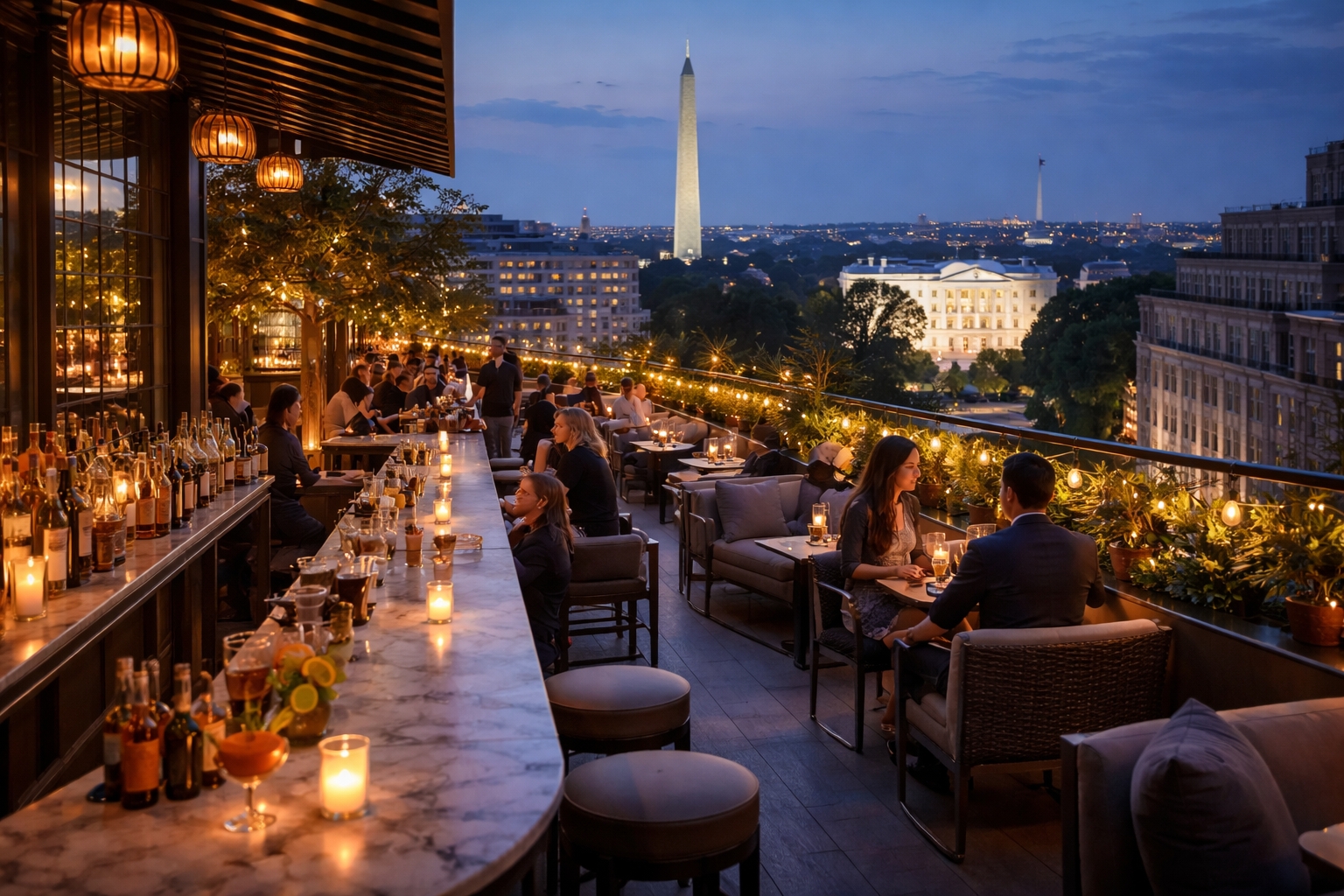 Best DC cocktail bars featuring upscale lounges and rooftop cocktail experiences in downtown Washington DC near the White House