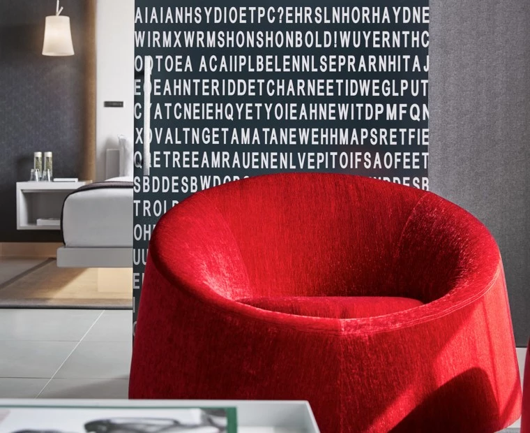 Red velvet couch chair