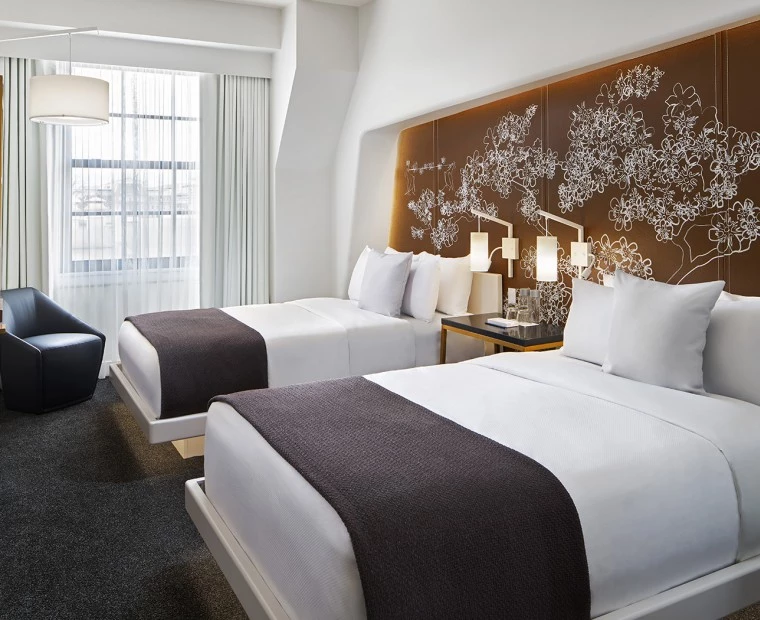Double bed guest room side view