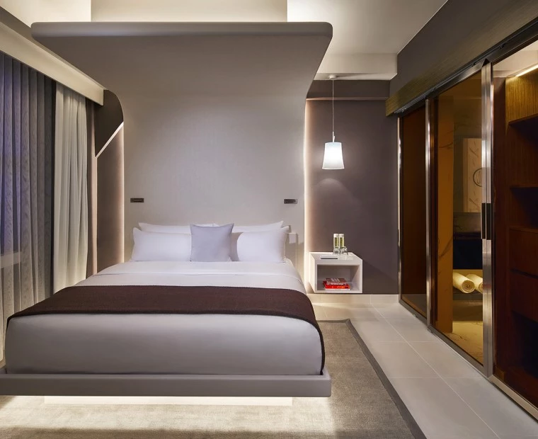 Modern and illuminated hotel room