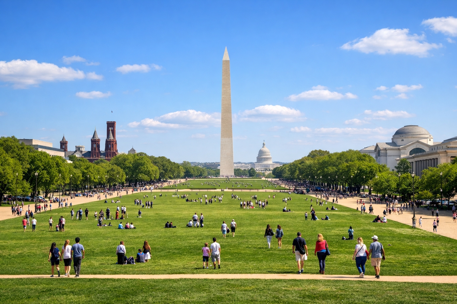 Free things to do in Washington DC at the National Mall with museums, monuments, and open green space