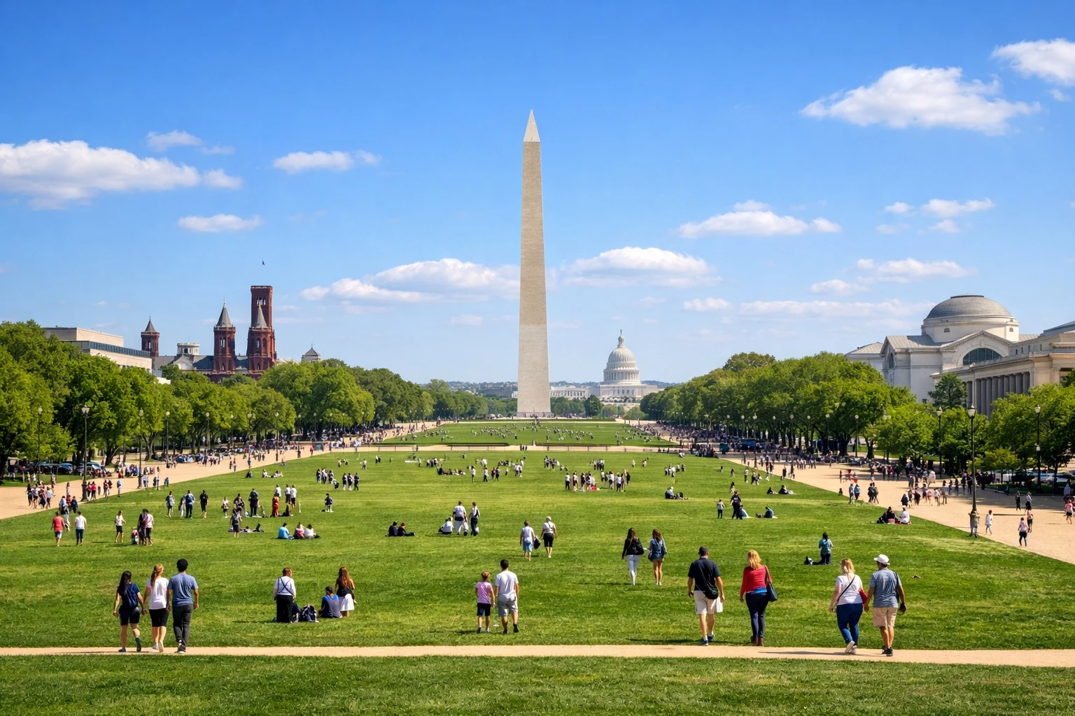 Free things to do in Washington DC at the National Mall with museums, monuments, and open green space