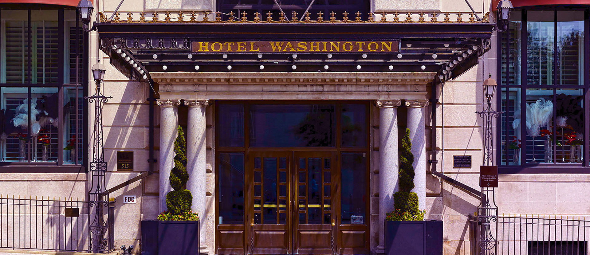 a front view of a hotel