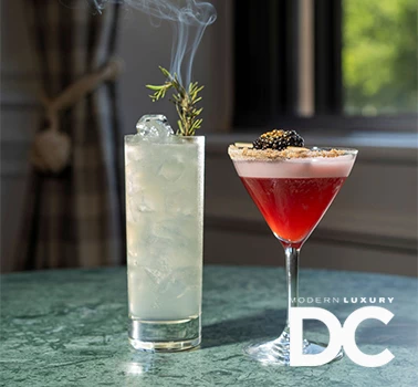 two cocktails and the modern luxury dc logo