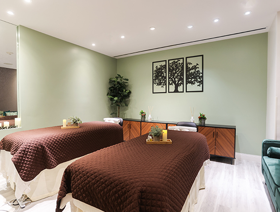 a room with two beds