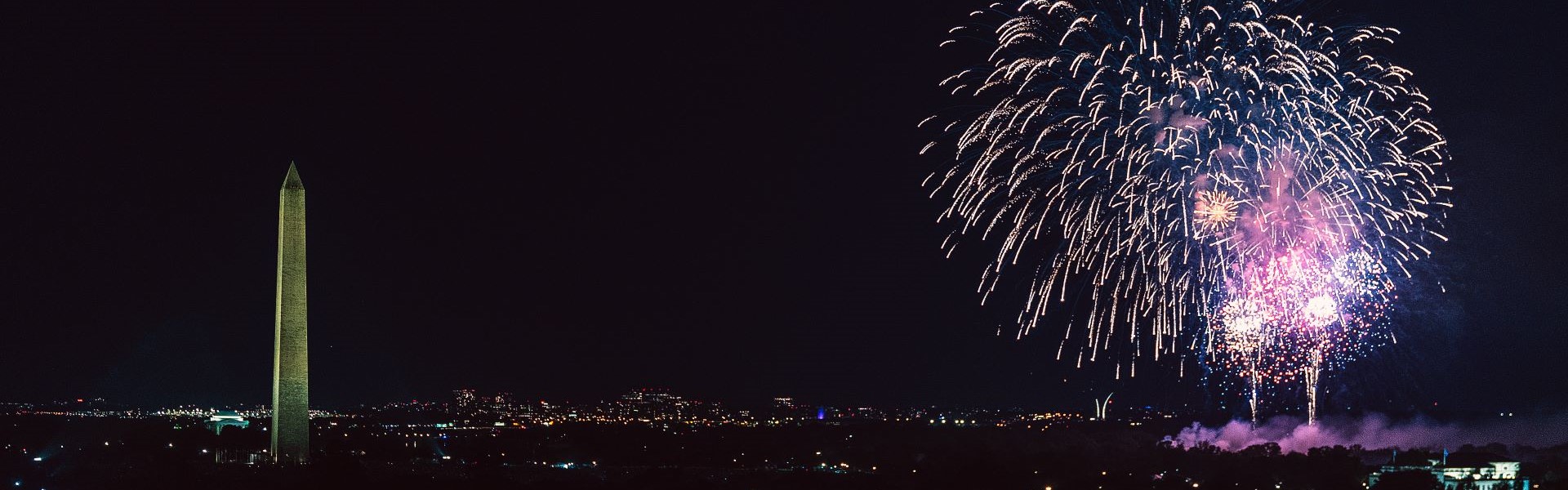fireworks in the sky over the washington monument