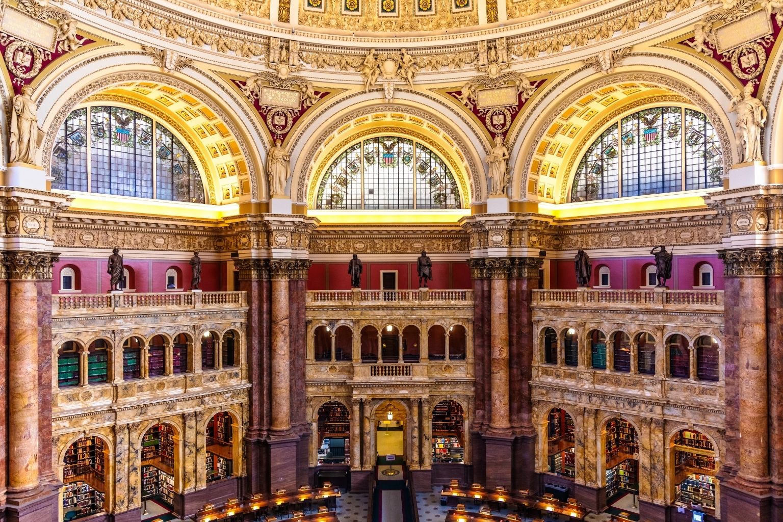a large building with many windows with Library of Congress in the background