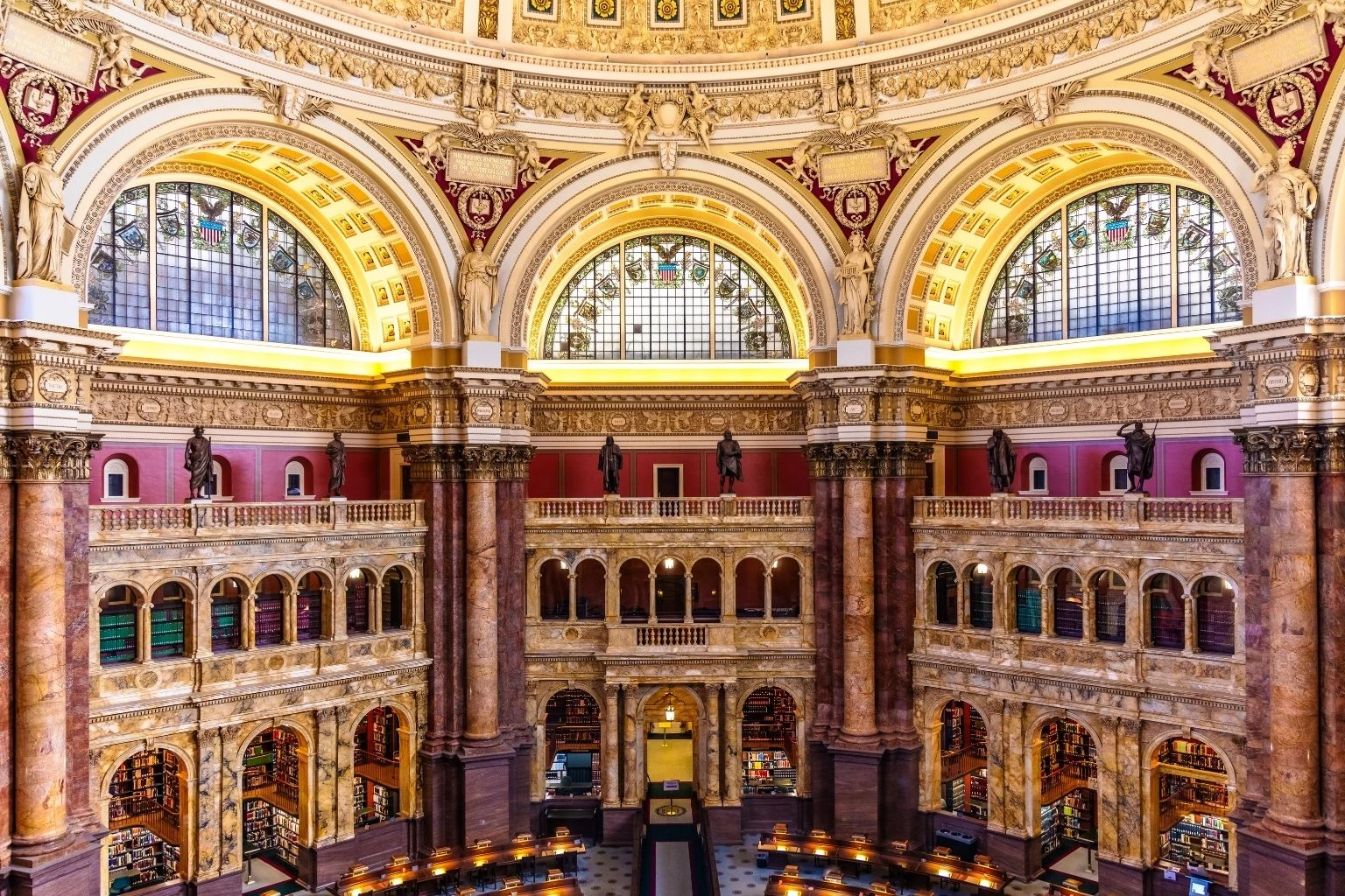 a large building with many windows with Library of Congress in the background
