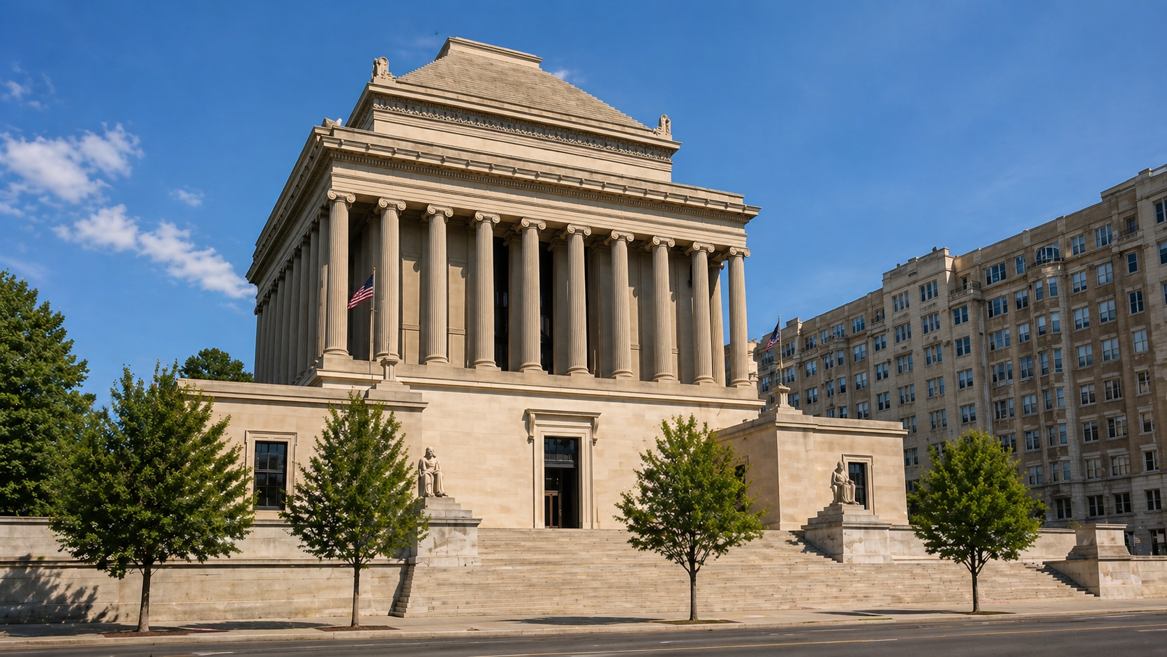 Masonic Temple in Washington DC, also known as the House of the Temple, with neoclassical columns near Dupont Circle.