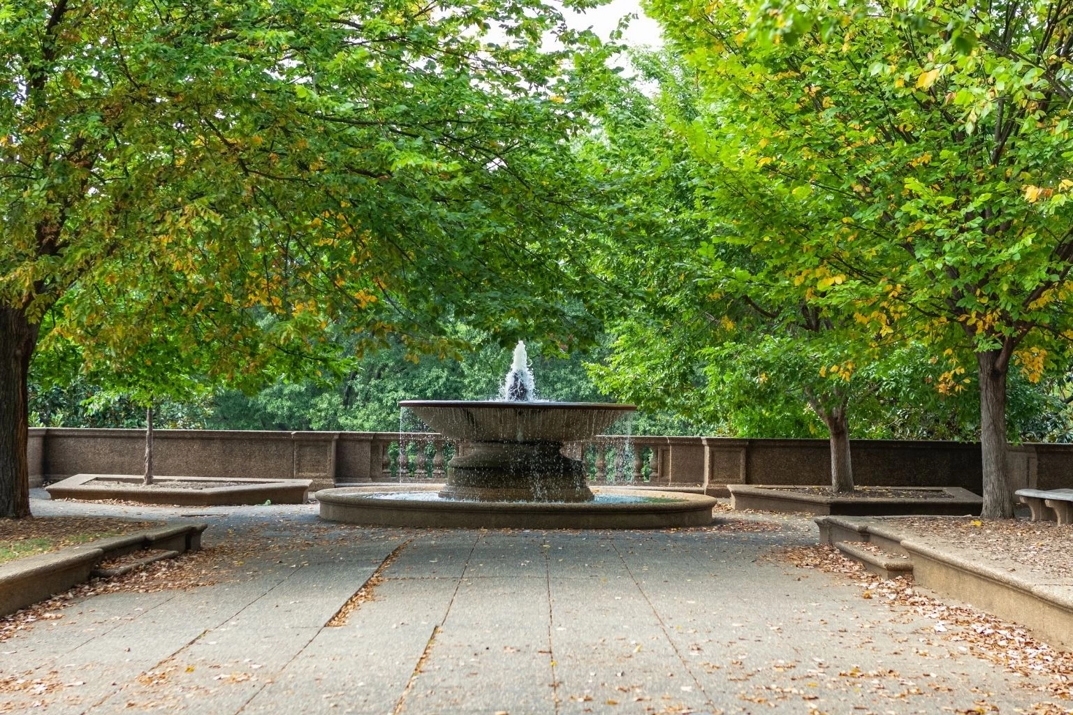 a fountain in a park