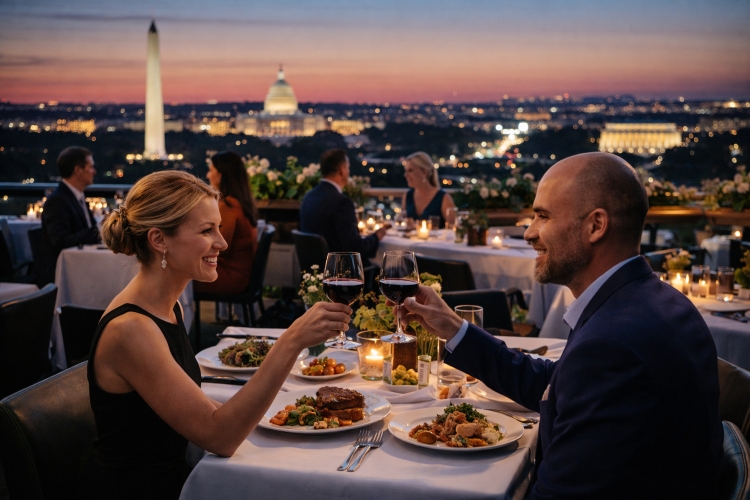 International dishes from multiple cuisines served at a Washington DC restaurant during Passport DC Savor the Flavors program