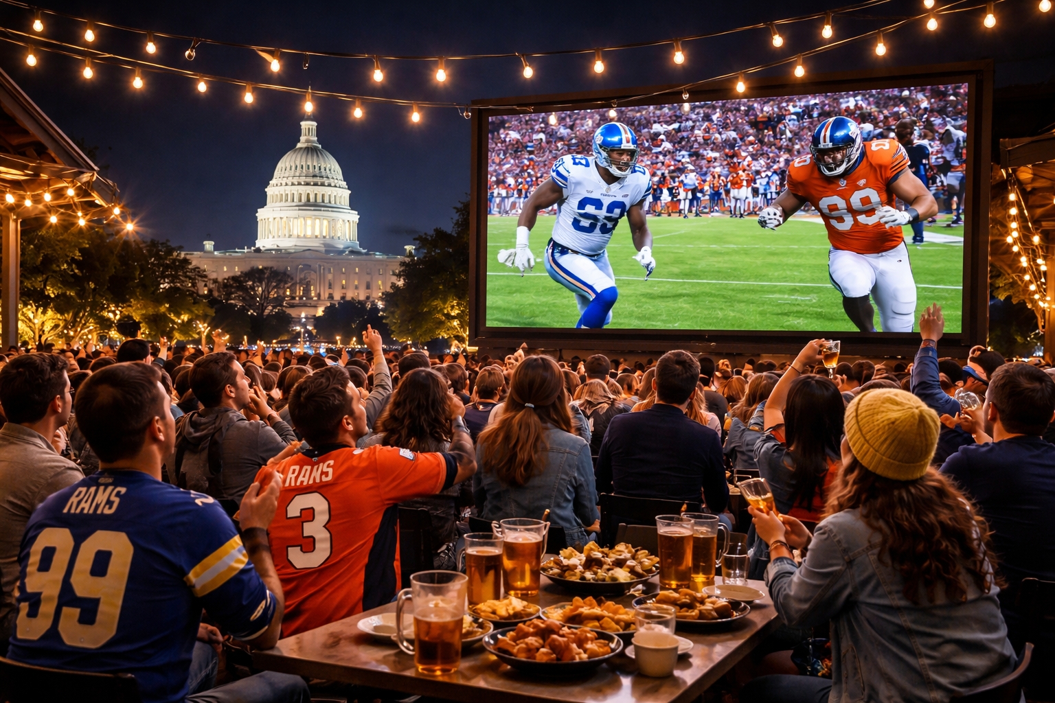 a group of people watching a football game on a television