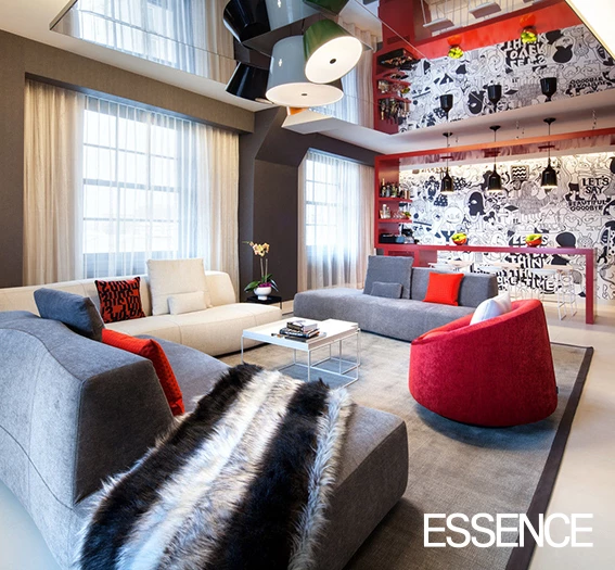 a living room with a couch and a coffee table