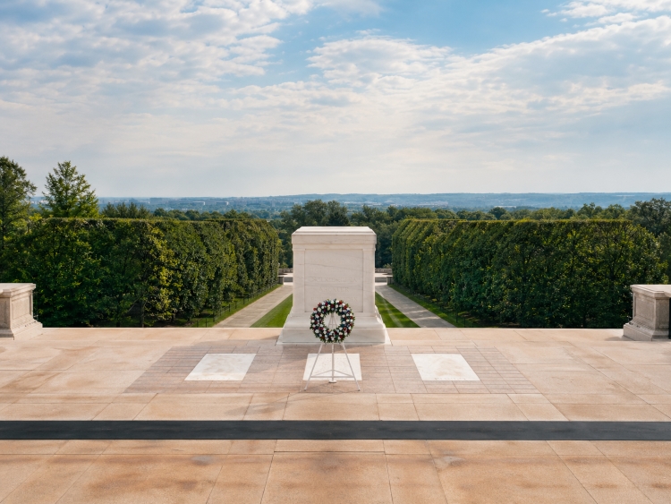 Tomb of the Unknown Soldier at Arlington National Cemetery, a historic military memorial near Washington DC