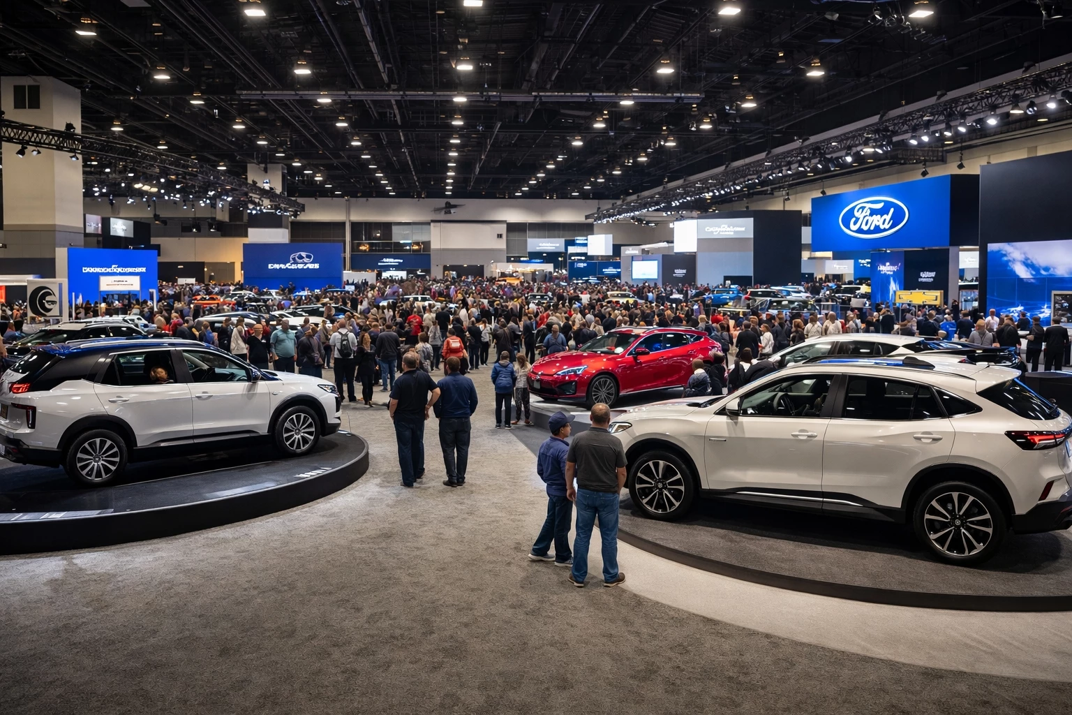 Washington DC Auto Show 2026 show floor inside the Walter E. Washington Convention Center with vehicle exhibits and attendees