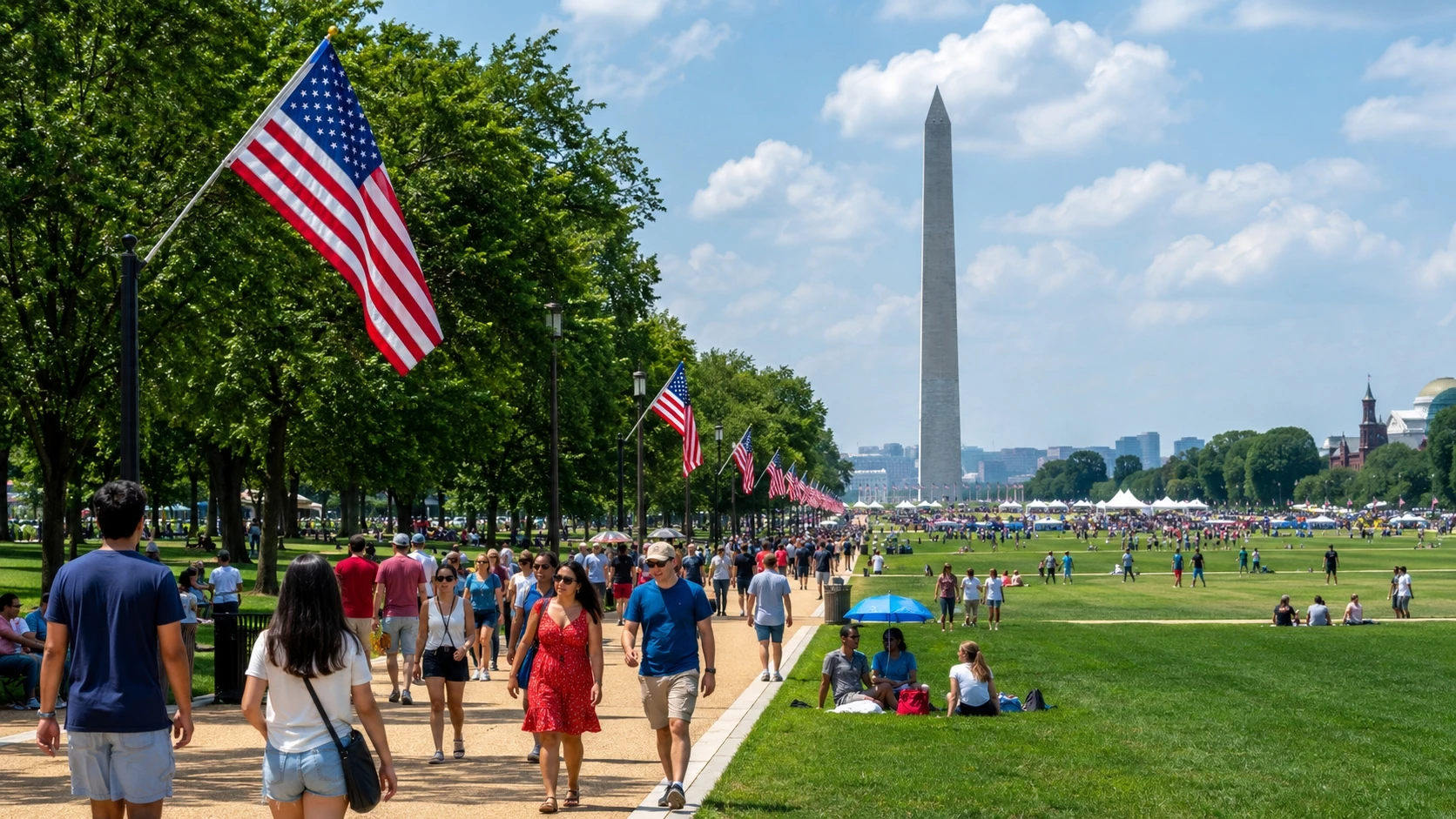 Visitors on the National Mall during June 2026 Washington DC events and summer festivals