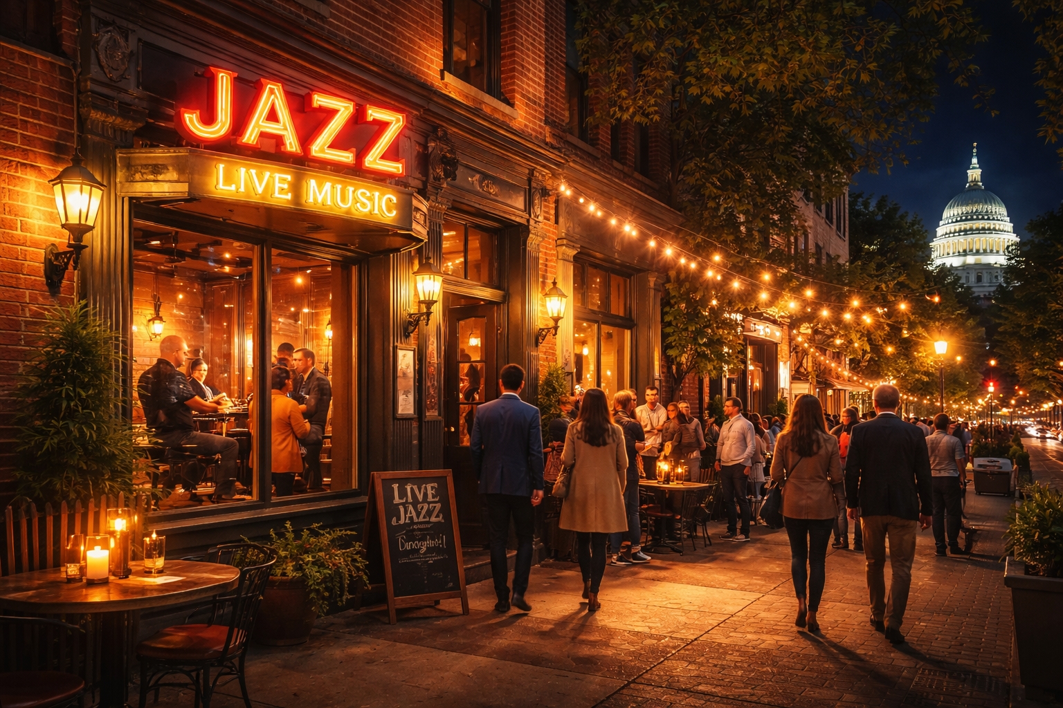 Washington DC jazz clubs and live music venues near the White House in historic neighborhoods