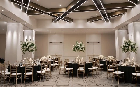 a room with tables and chairs