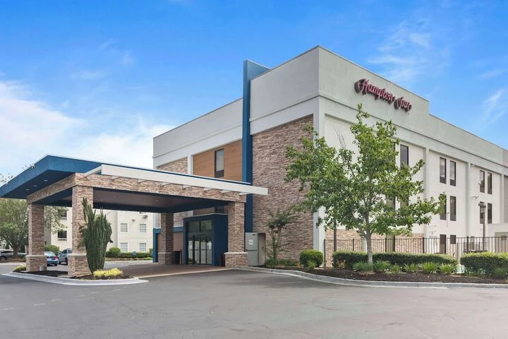 a building with a large entrance