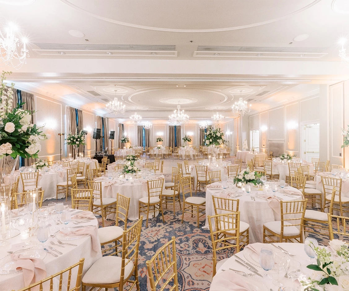 a room with tables and chairs