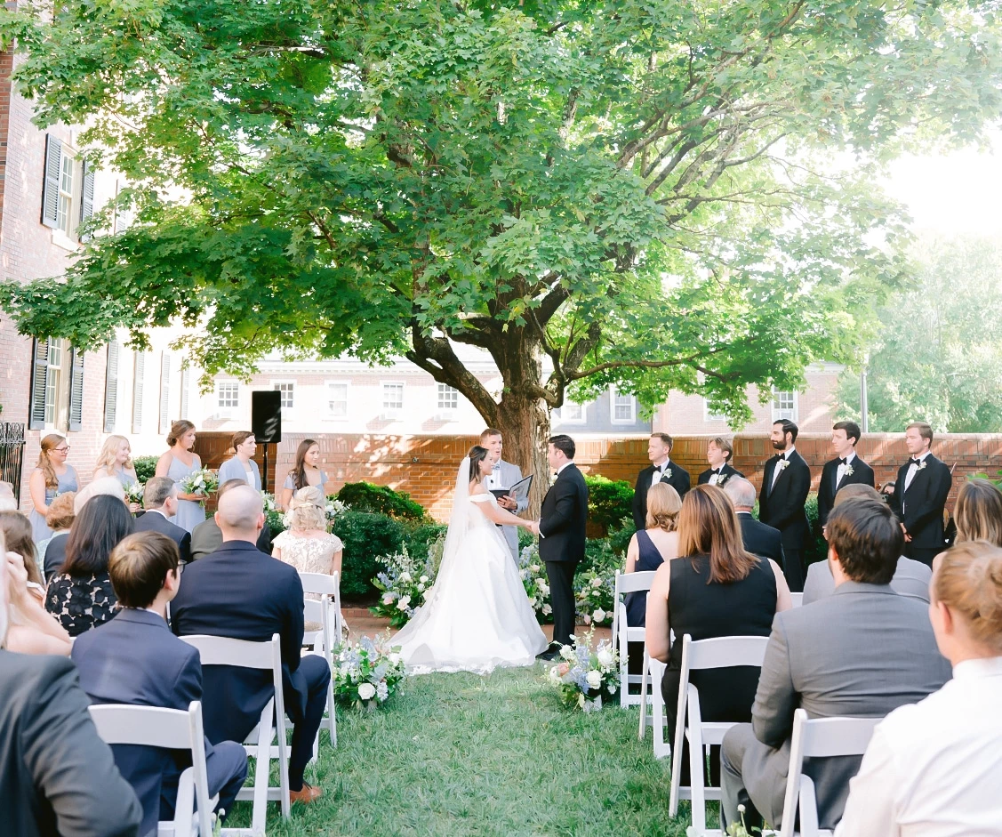 a bride and groom at a wedding ceremony