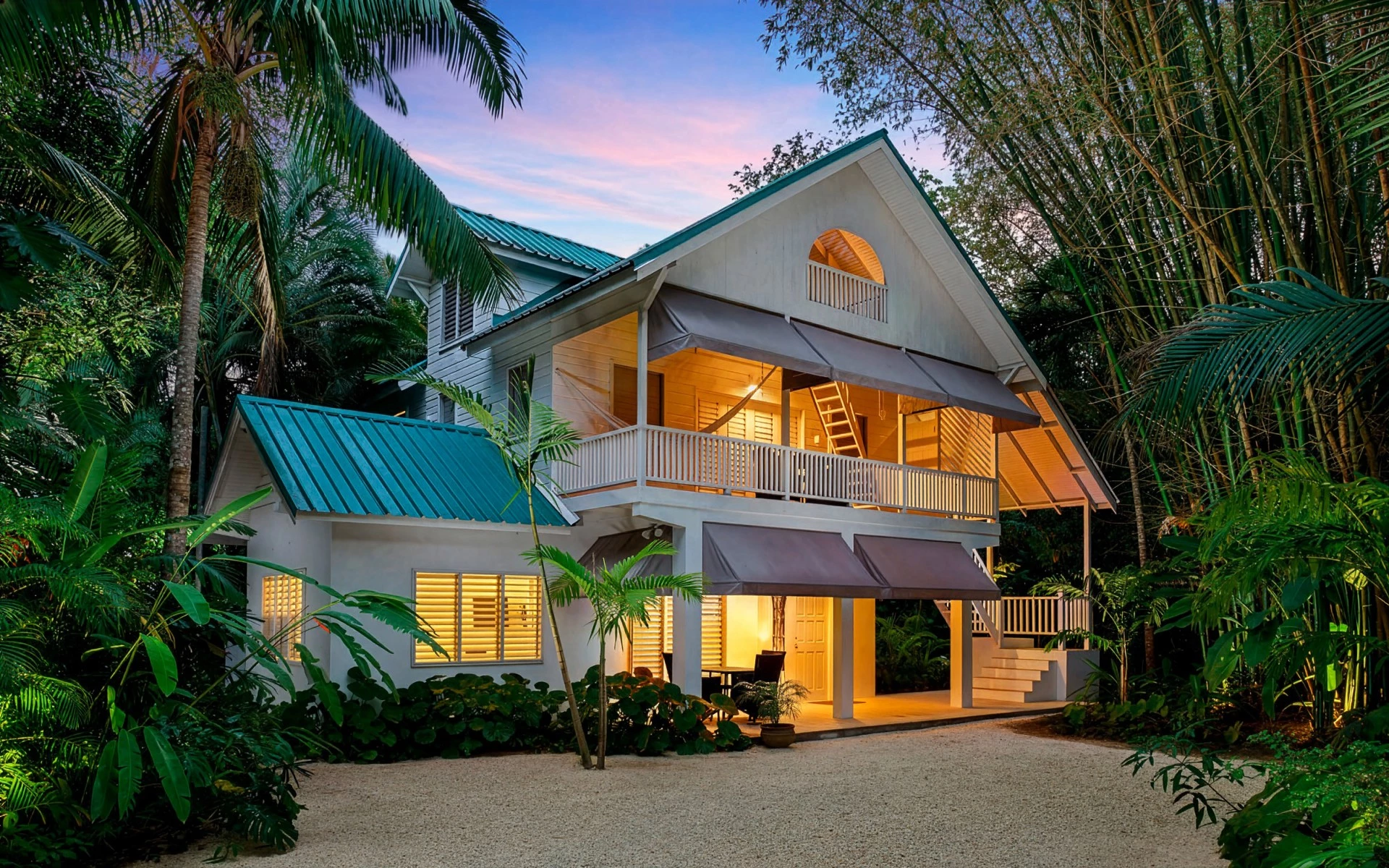 a house with trees around it