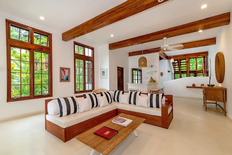 a living room with a couch and a coffee table