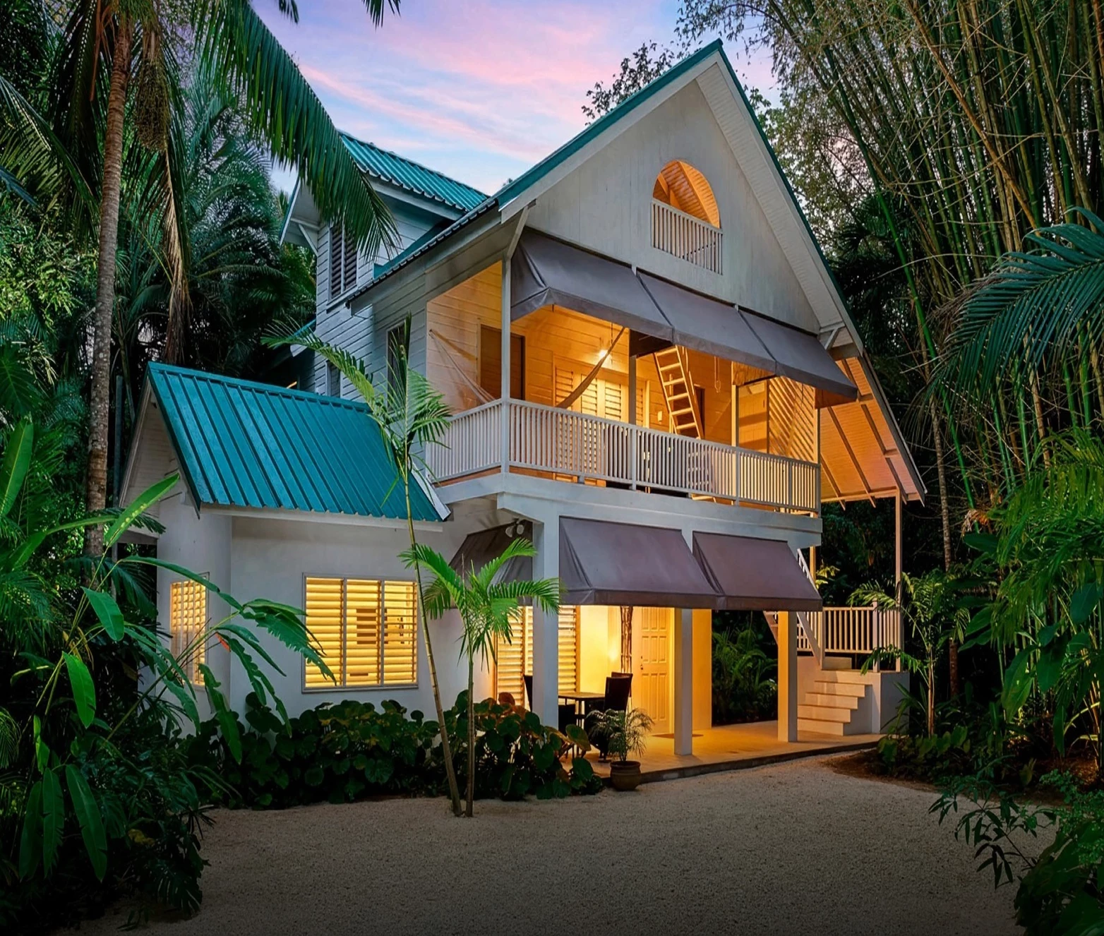 a house with trees around it