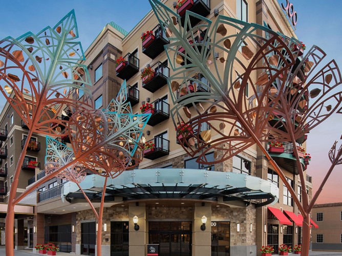 a building with a ferris wheel