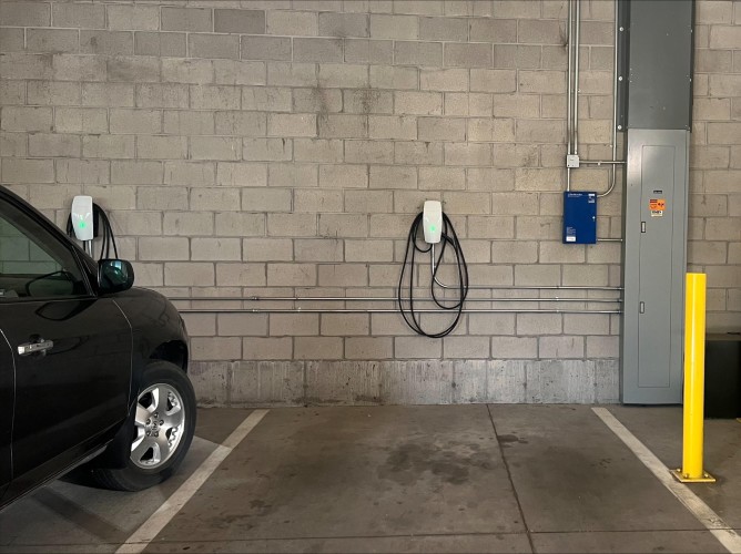a car parked in a parking lot