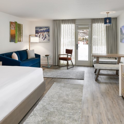 a room with a bed and a couch