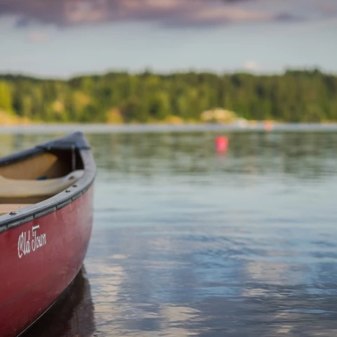a canoe on the water