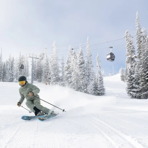a person skiing down a slope