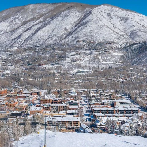 a city in the snow