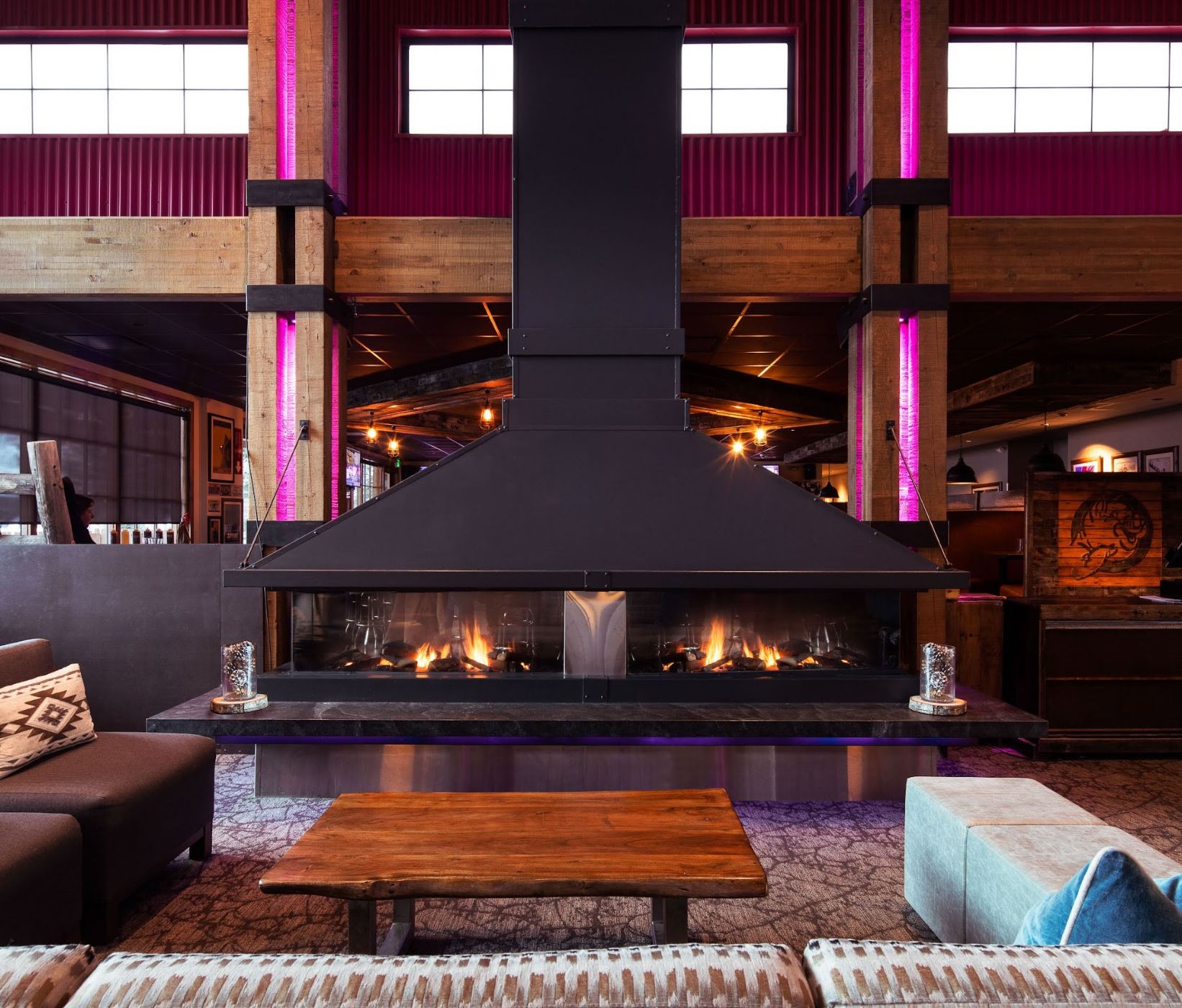 a fireplace in a room