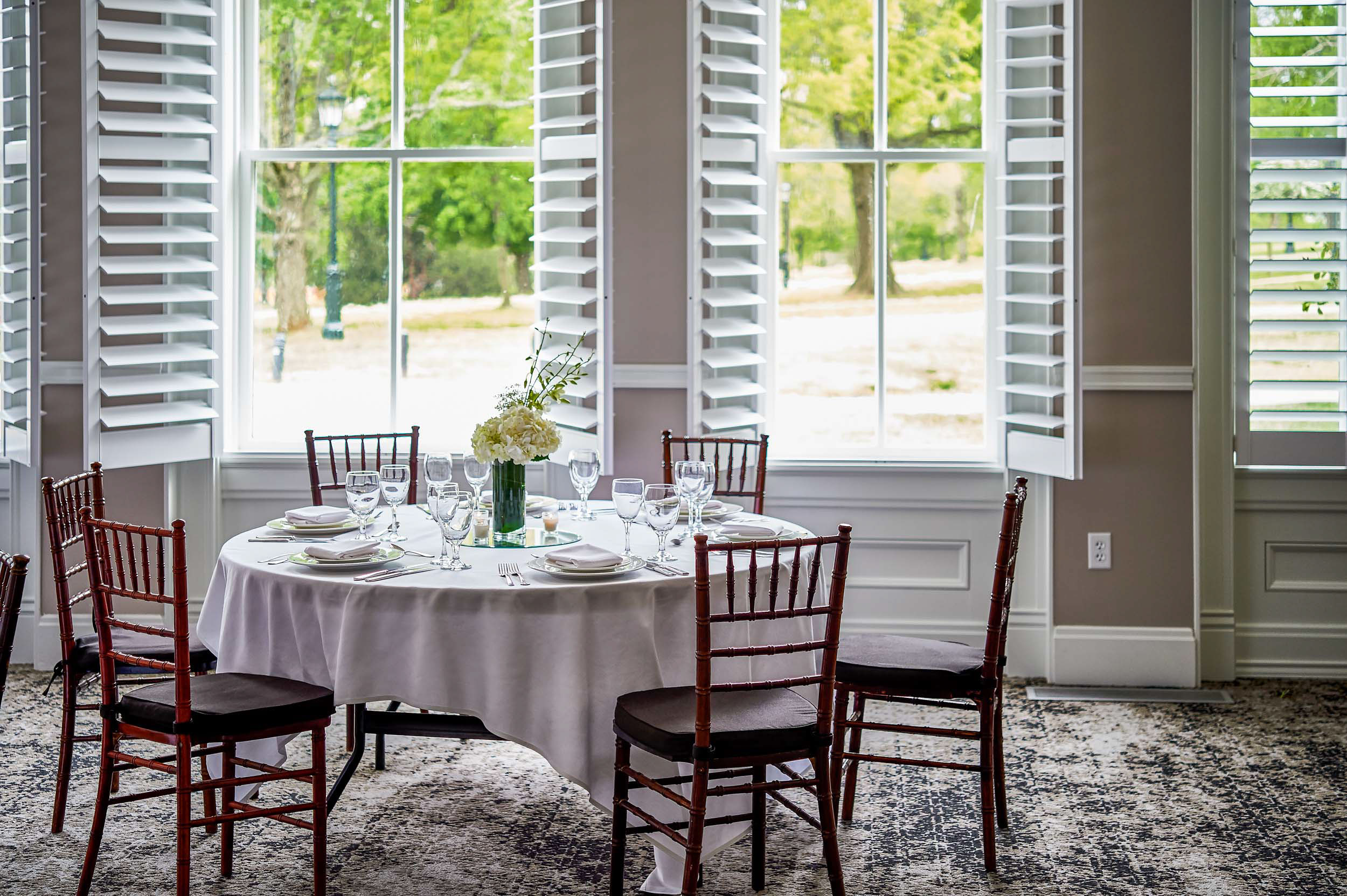a table set up for a dinner