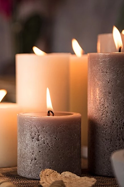 lit brown and white candles