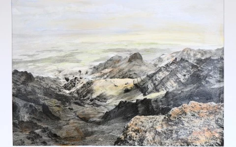 a landscape of mountains and clouds