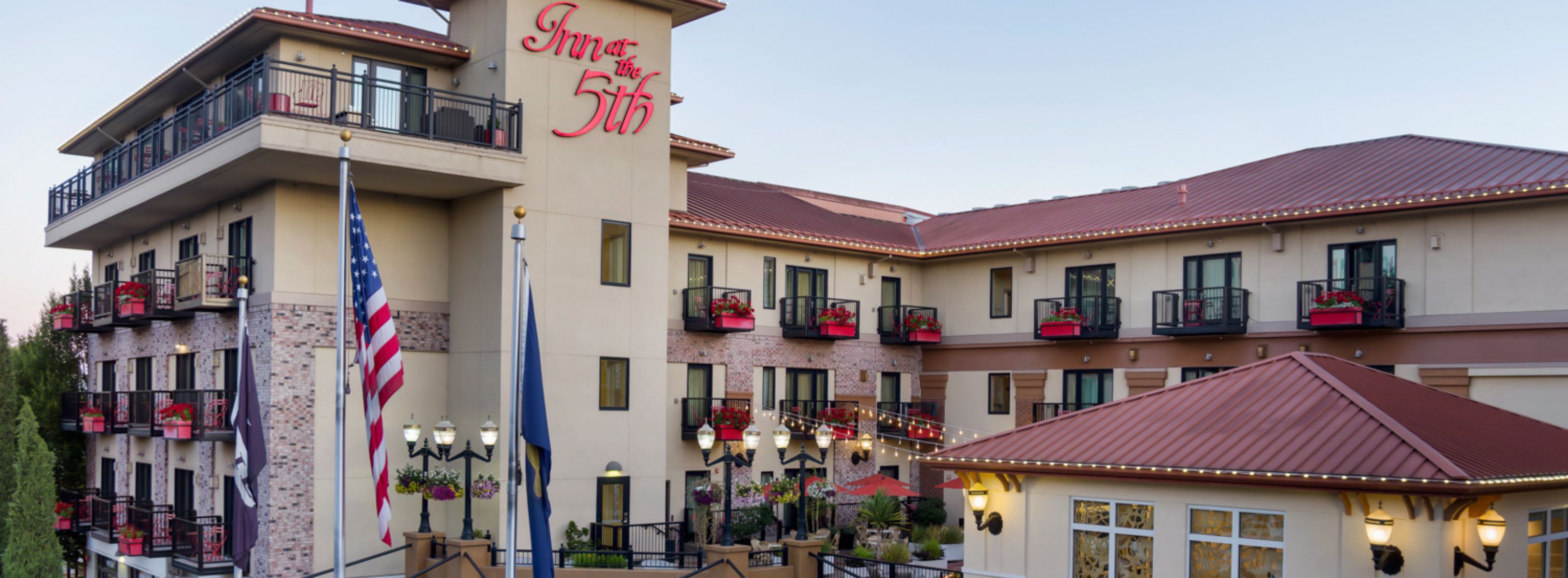 a building with red lettering