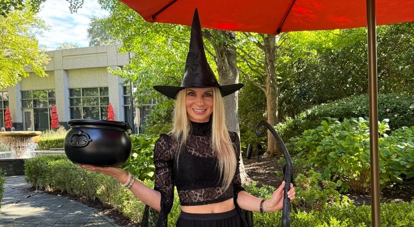 Yoga instructor Kaitlyn Gage welcomes you to A Yoga Experience and Costume Party