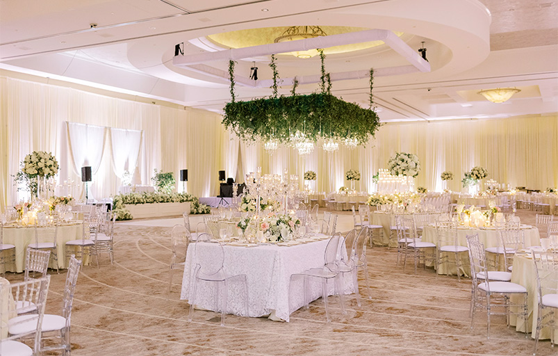 a room with tables and chairs