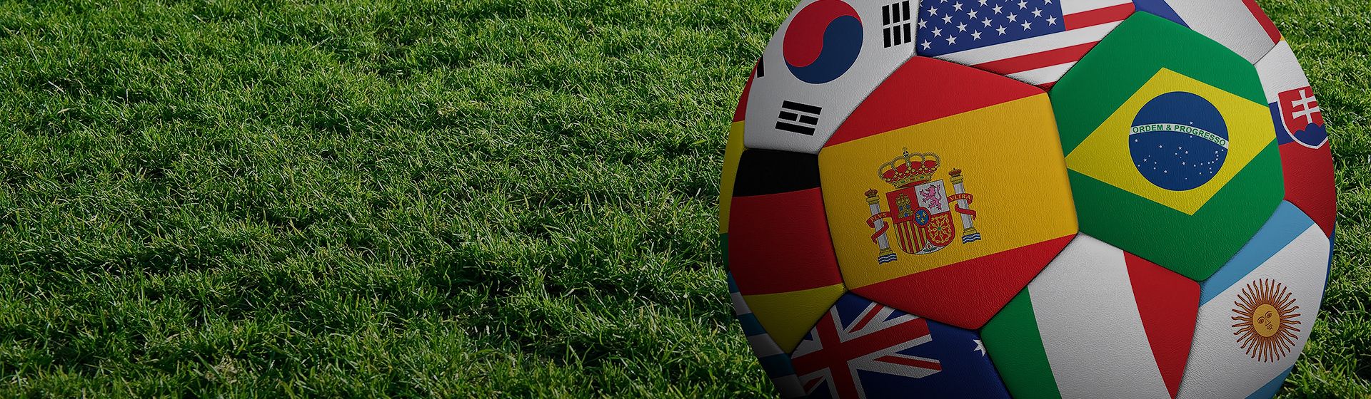 a football ball with different flags on it